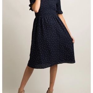 PinkBlush Maternity— Navy Polka Dot Smocked Maternity Dress